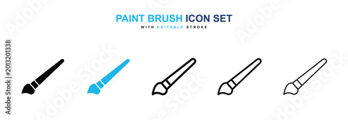 Fotografía Paint brush icons vector collection in black and blue colors on white background