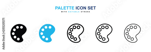 Fotografía Palette icons vector collection in black and blue colors on white background