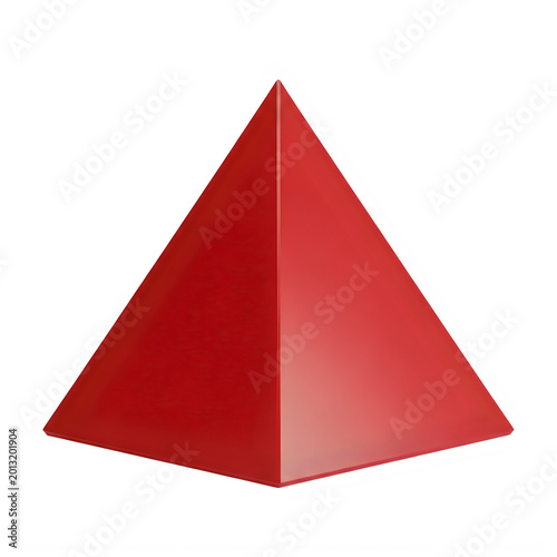 Red geometric triangle pyramid shape isolated on transparent background