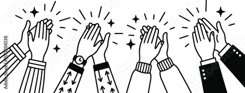 Clapping hands illustration representing group applause and celebration for business success or professional achievement in office