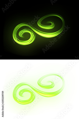 An abstract composition depicting a dynamic luminous spiral