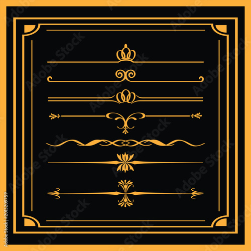 Vintage Gold Decorative Dividers and Borders Set
