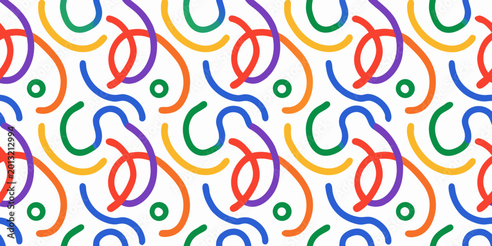Fototapeta premium multicolored continuous line pattern on white background