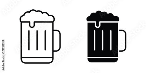 Tableau sur toile Beer icon logo line black symbols collections.