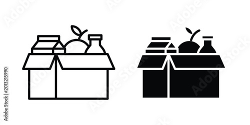 Fotografie Food donation icon logo line black symbols collections.