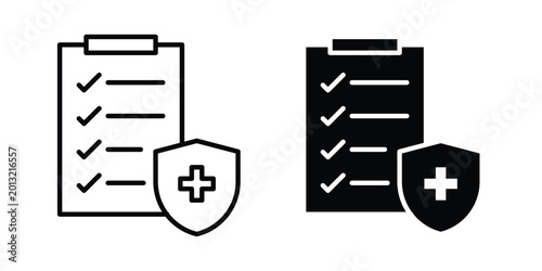 Photos Health insurance icon logo line black symbols collections.