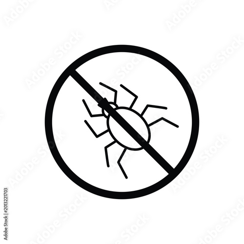 Φωτογραφία Mite in the prohibition sign isolated on white background in stroke line style