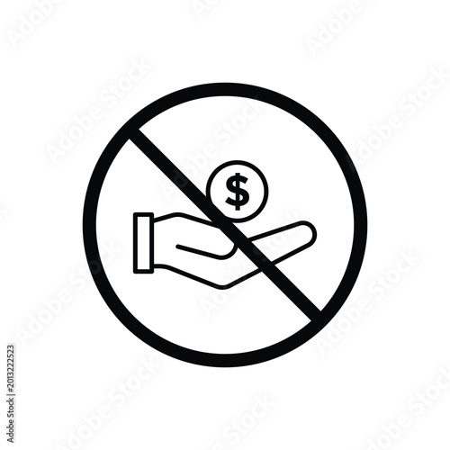 No dollar sign isolated on white background in stroke line style