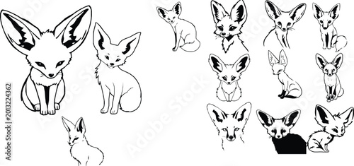 Quadro su tela Fennec Fox Oversized Ears Outline