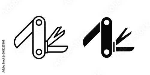 Quadro su tela Swiss Knife icon logo line black symbols collections.