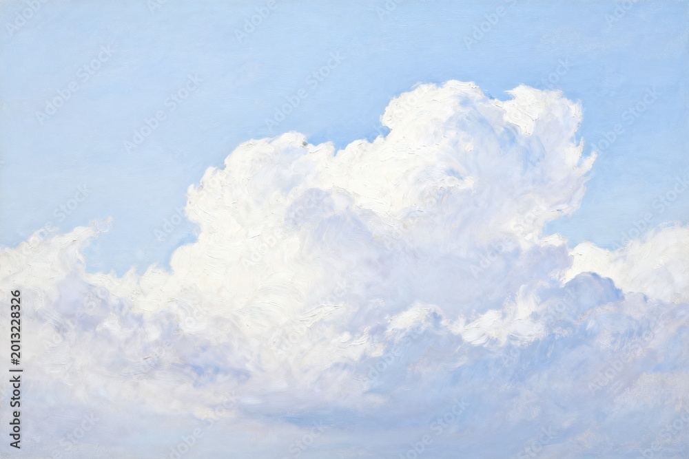 Naklejka premium Painting of a fluffy white cloud