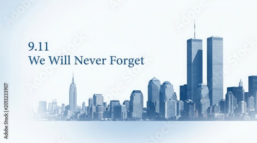 Patriot day remembrance 9 11 memorial skyline with twin towers and new york city