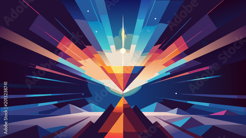 Geometric explosion, abstract background, colorful burst, vibrant vector design
