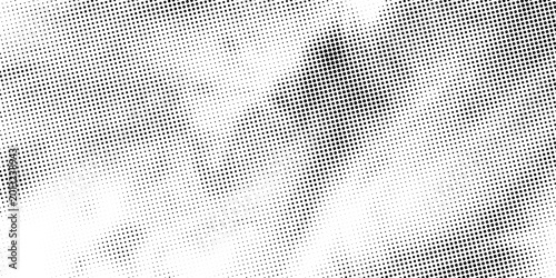 Black polka dots seamless pattern on white background. Halftone minimalist abstract wall in diagonal lines.