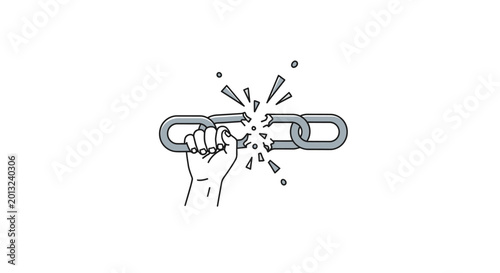 Hand Breaking Free from Chain Link.