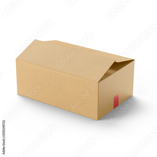 Brown Cardboard Box Mockup Isolated on Transparent Background