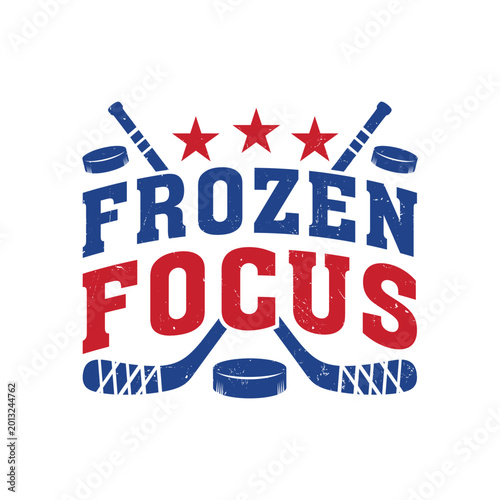 Photography Hockey typography t shirt design vector illustration quote Frozen Focus