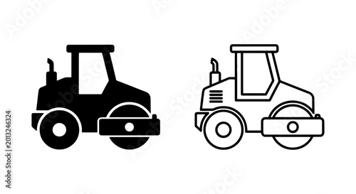Photos Road Roller Vector Icons, Construction Machine Silhouette, Heavy Equipment Graph