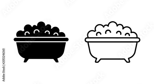 Bild auf Leinwand Bathtub Icons, Soapy Bubbles, Bathroom Hygiene, Relaxation, Vector Art
