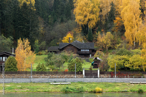 house in autumn forest