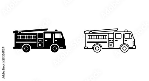 Foto Fire Truck Icons, Emergency Vehicle Vector Art, Red Fire Engine Graphics, Rescue