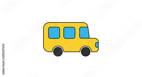 Yellow cartoon school bus vehicle.
