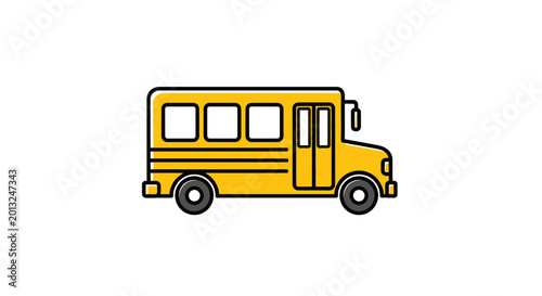 Yellow School Bus Side View Illustration.