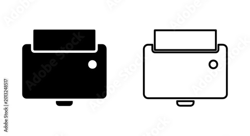 Foto Printer Icons: Black and White Vector Graphics for Office and Technology Concept