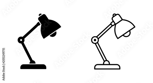 Fotografie Desk lamps, table lamps, vector icons, black and white