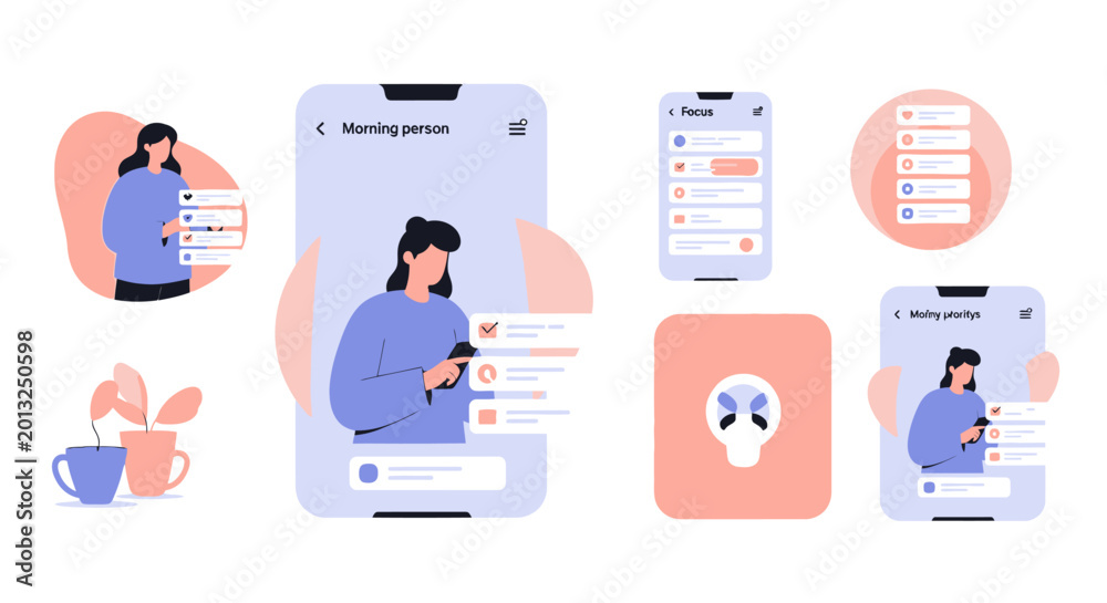 Fototapeta premium Mobile App Notifications & User Interface Design Elements