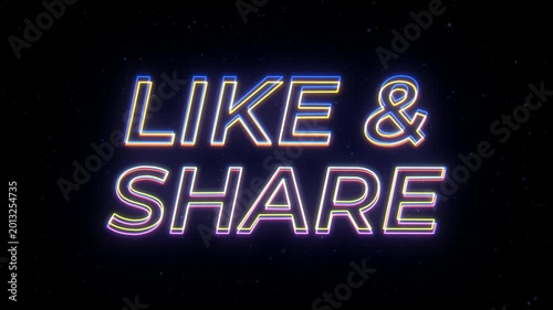  Like & Share Neon Sign Text with Classic Retro Theme.