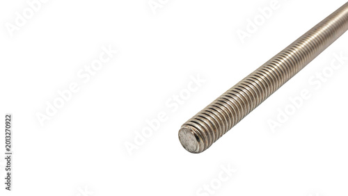 Photography Long metallic threaded stud or rod for industrial fastening and heavy duty engin
