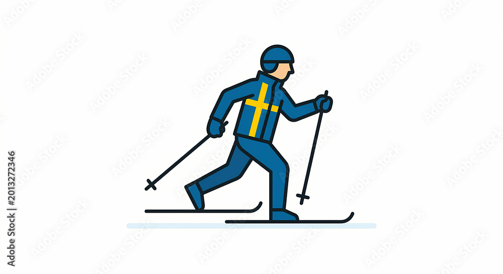 Obraz premium Swedish Cross Country Skier for Winter Sports and Tourism Banner
