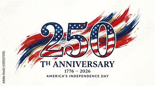 Usa 250th independence day anniversary logo with american flag and 250 Years Anniversary, 250 YEARS, USA 250 Years Independence Anniversary, 1776-2026
