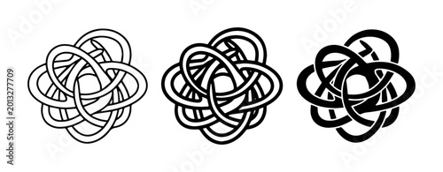 Quadro su tela Abstract celtic knot vector set, interlocking circular line art icons, black and