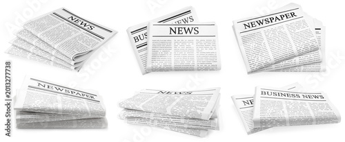 Fotografi Newspapers isolated on white, set. Printed publication