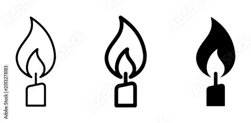 Tableau sur toile Candle Flame Icons, Set of 3 Vector Graphics