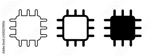 Foto Microchip Icons Set, Central Processing Unit Vector Graphics, Computer Chip Symb