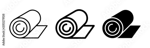 Rolled Mat Icons, Yoga Mat Set, Exercise Mat Vector Graphics, Fitness Equipment Symbols