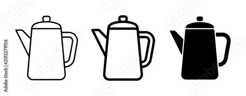 Photos Coffee Pot Icons, Vintage Percolator Vector Set, Retro Kitchenware Graphics
