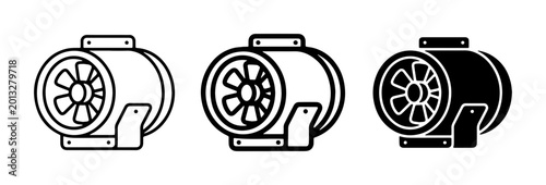 Schilderij op canvas Ventilation Fan Icons, Industrial Blower Vector Graphics, HVAC Equipment Line Ar