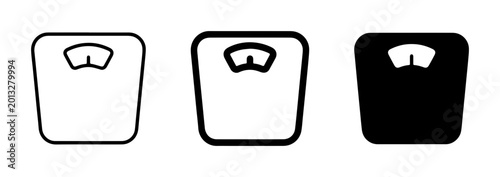 Weight Scale Icons Set, Bathroom Scale Vector Graphics, Health Measurement Symbols