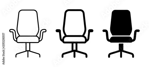 Tableau sur toile Office Chair Icons Set, Swivel Chair Vector Graphics, Modern Furniture Symbols f