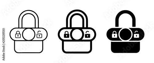 Tableau sur toile Padlock Icons Set, Security Lock Vector Graphics, Unlock and Lock Symbols, Digit