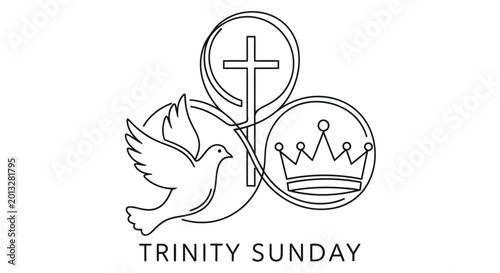 Foto trinity sunday religious symbols in minimalist line art high quality professiona