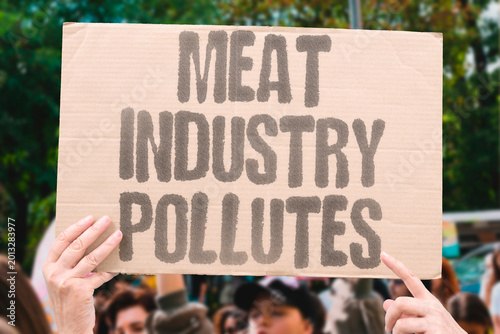 Tablou pe pânză "Meat Industry Pollutes" Factory livestock operations are among the largest contributors to nitrogen runoff and freshwater degradation