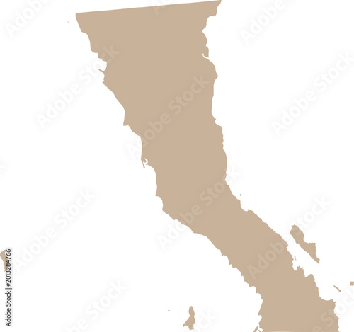 Fényképezés Baja California Isolated Map Cartography Illustration State in Mexico