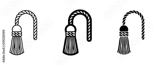 Photos Decorative Tassel Icons, Ornate Rope Fringe Elements, Classic Cord Trim Accents,
