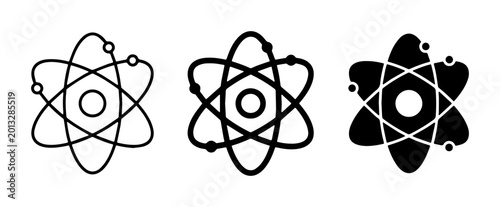 Cuadro en lienzo Atomic Structure Icons, Science Symbols, Physics Diagrams, Chemistry Elements, M