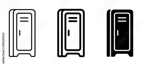Konstfotografi Locker Icons Set, Gym Storage Cabinet Vector Graphics, School Personal Locker Sy